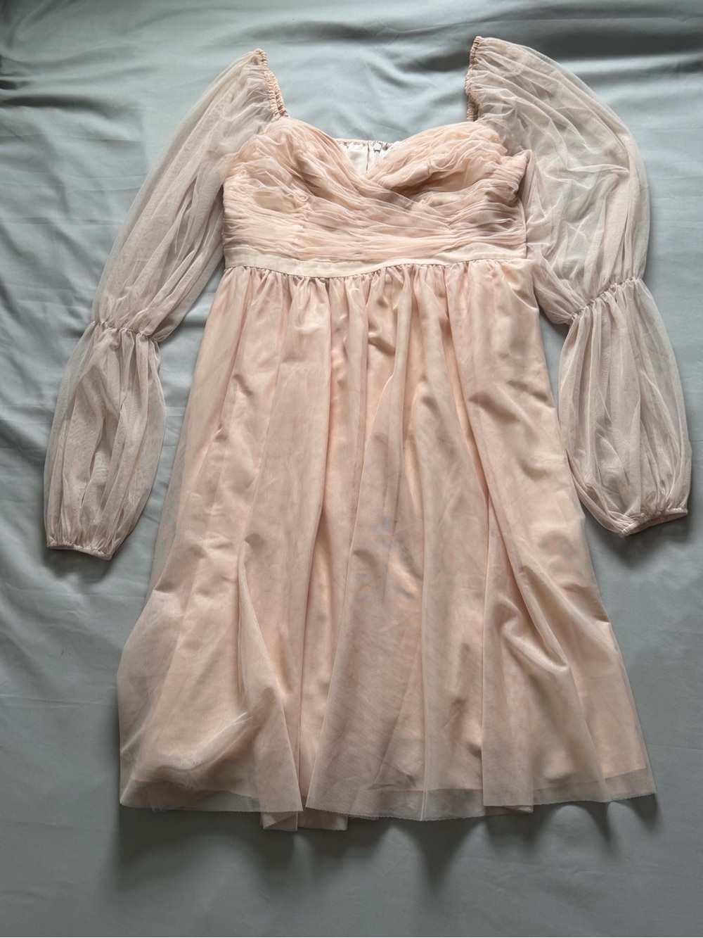 ELOQUII x Nabela Noor Blush Pink Tulle Mini Dress Puff Sleeve Size 16